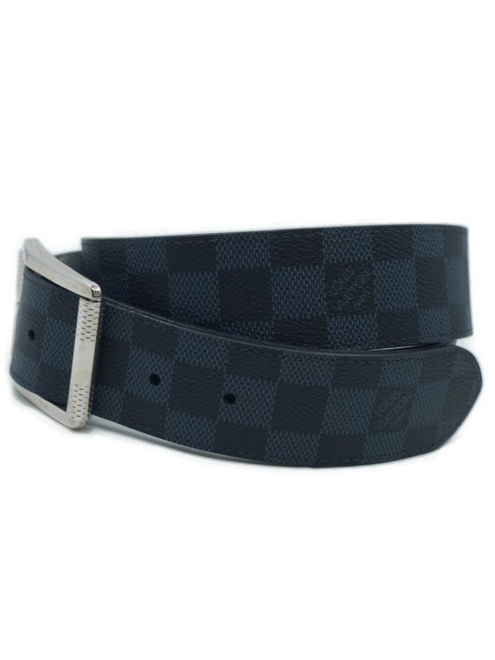 Louis Vuitton Ceinture Reverse Damier Belt All Over Pattern Leather Blue Black - Picture 2 of 10